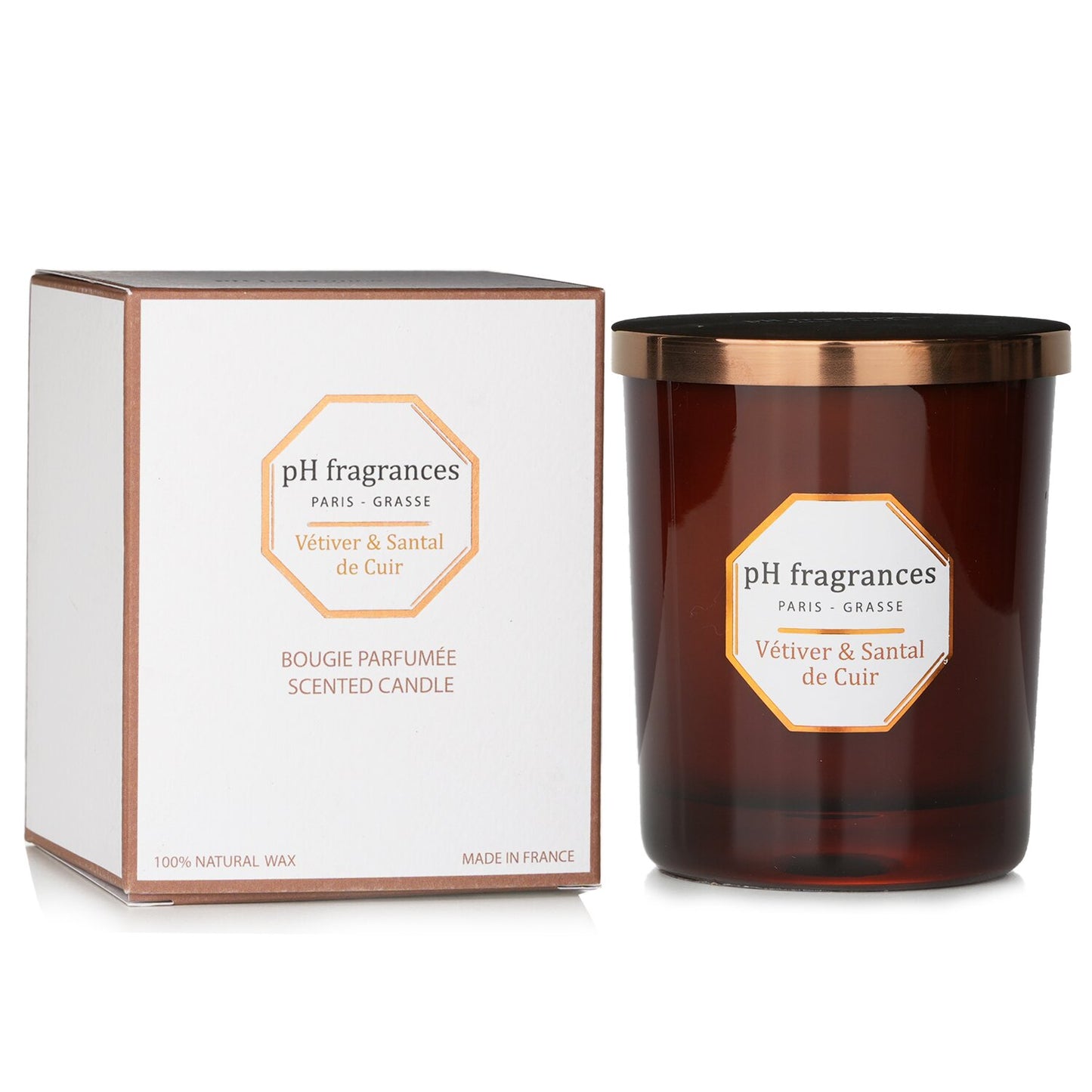 pH fragrances Scented Candle - Vetiver & Santal De Cuir 180g strawberrynet alternate / packaging view