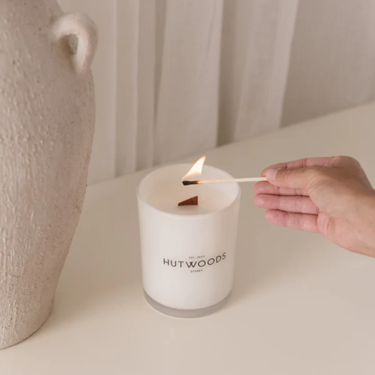 Hutwoods Wild Jasmine & Sandalwood Large Candle 500g & Reed Diffuser 200mL Bundle - The Perfume Company