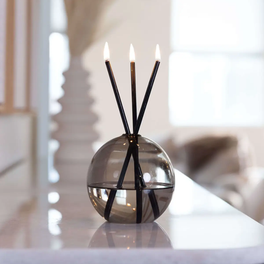 Everlasting Candle Co - Everlasting Candle Co Neva Signature Set - Storm Vase & Black Candle Sticks - The Perfume Company