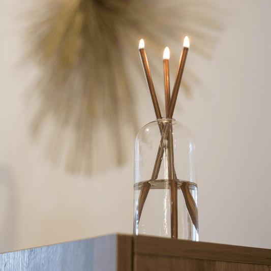 Candle - Everlasting Candle Co - Everlasting Candle Co Wylie Signature Set - Clear Vase & Champagne Candle Sticks - The Perfume Company