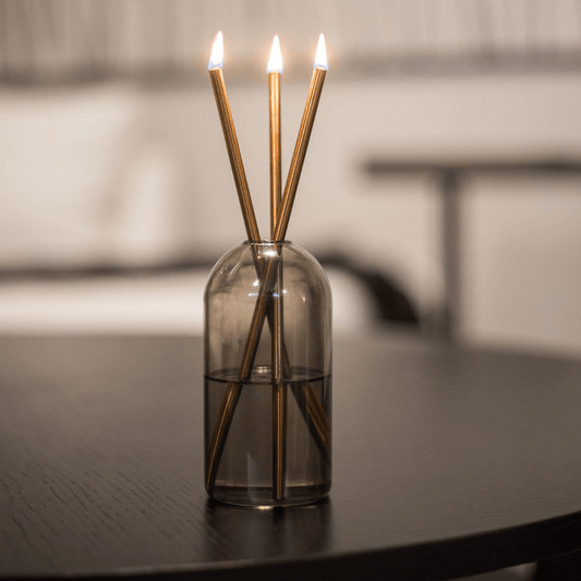 Candle - Everlasting Candle Co - Everlasting Candle Co Wylie Signature Set - Storm Vase & Champagne Candle Sticks - The Perfume Company