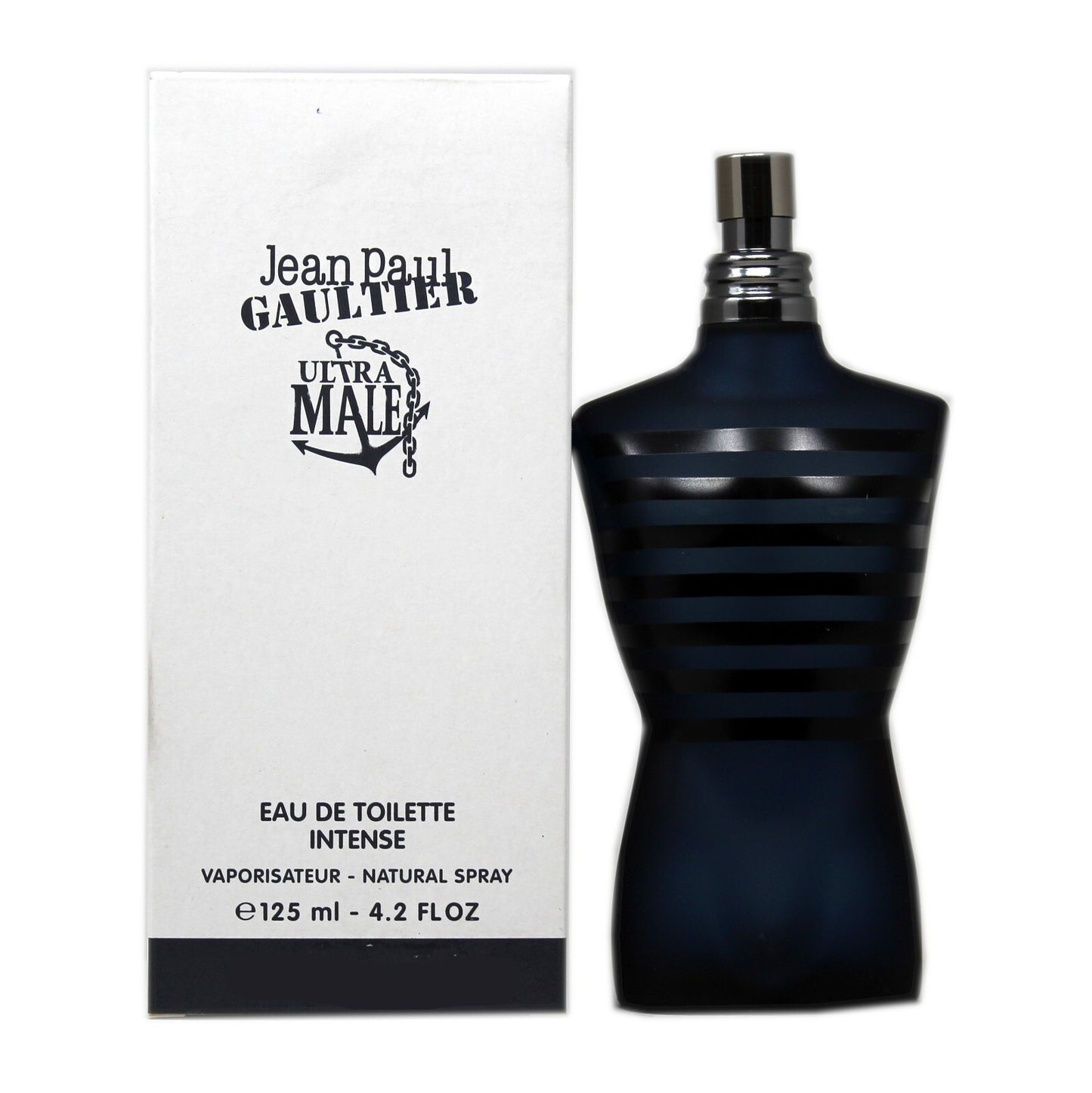 Jean Paul Gaultier Ultra Male Eau de Toilette Intense 125mL bottle and box