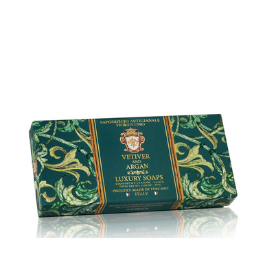 Saponificio Artigianale Fiorentino Vetiver & Argan Luxury Gift Box Soap 3x125g