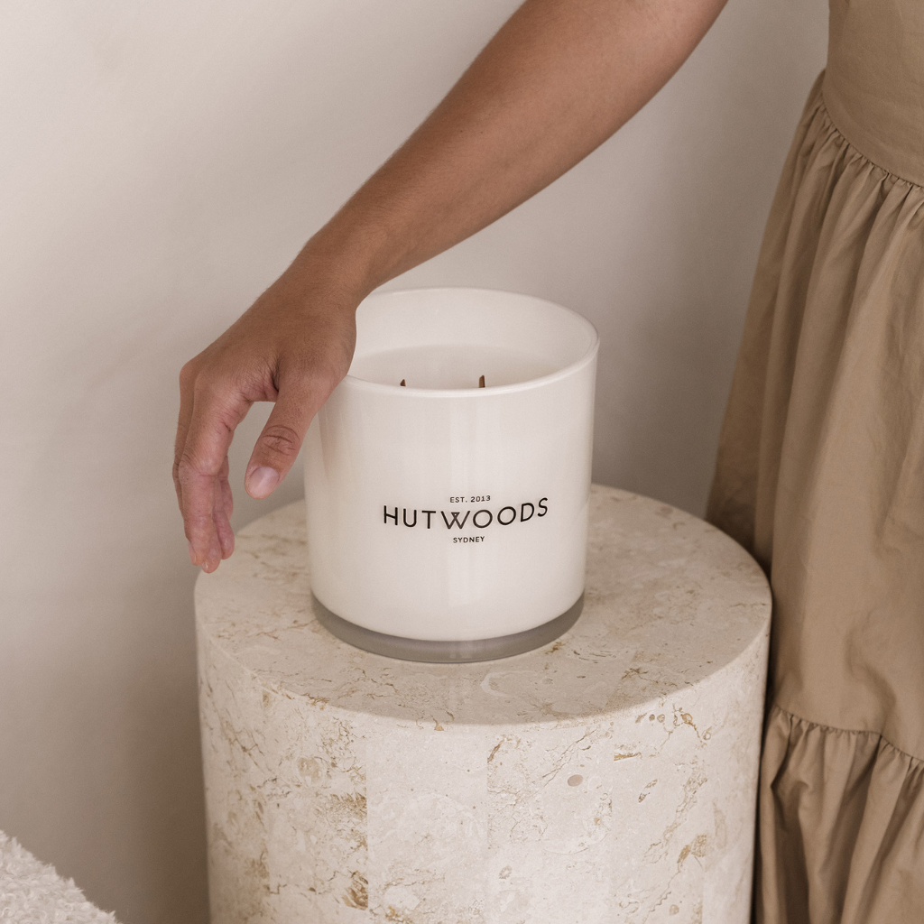 Hutwoods Wild Jasmine & Sandalwood Candle Extra Large 250+ Hours Burn Time lifestyle image 6
