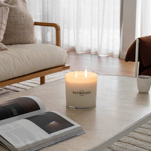 Hutwoods Wild Jasmine & Sandalwood Candle Extra Large 250+ Hours Burn Time lifestyle image 4
