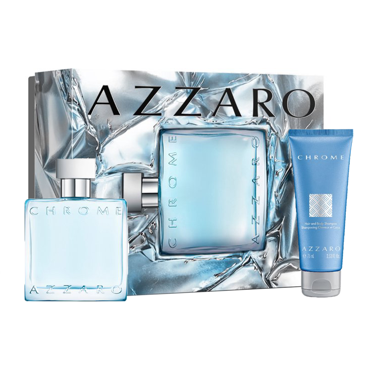 Azzaro Chrome Gift Set 50mL EDT and 75mL hair and body shampoo