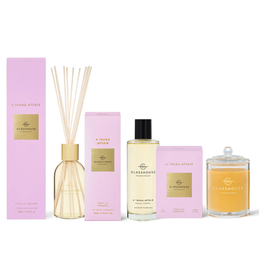 Glasshouse Fragrances A Tahaa Affair Signature Trio Diffuser + Candle + Interior Fragrance