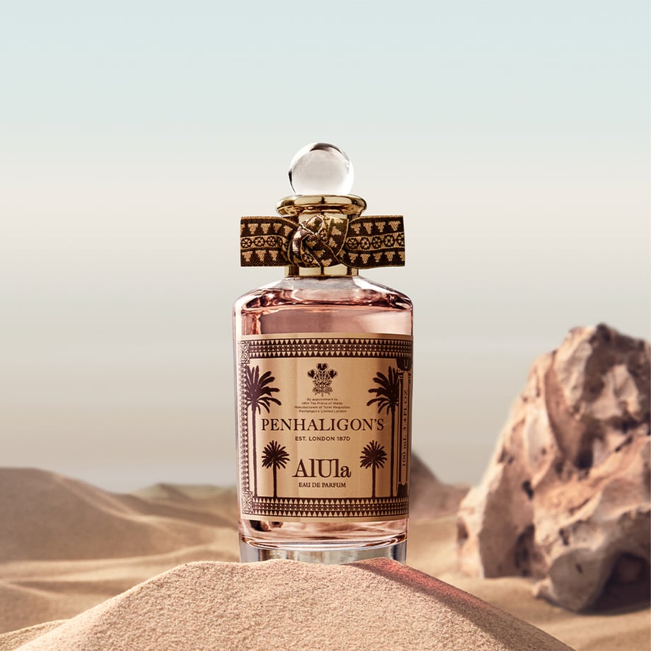 Penhaligon's AlUla bottle in desert-inspired campaign setting