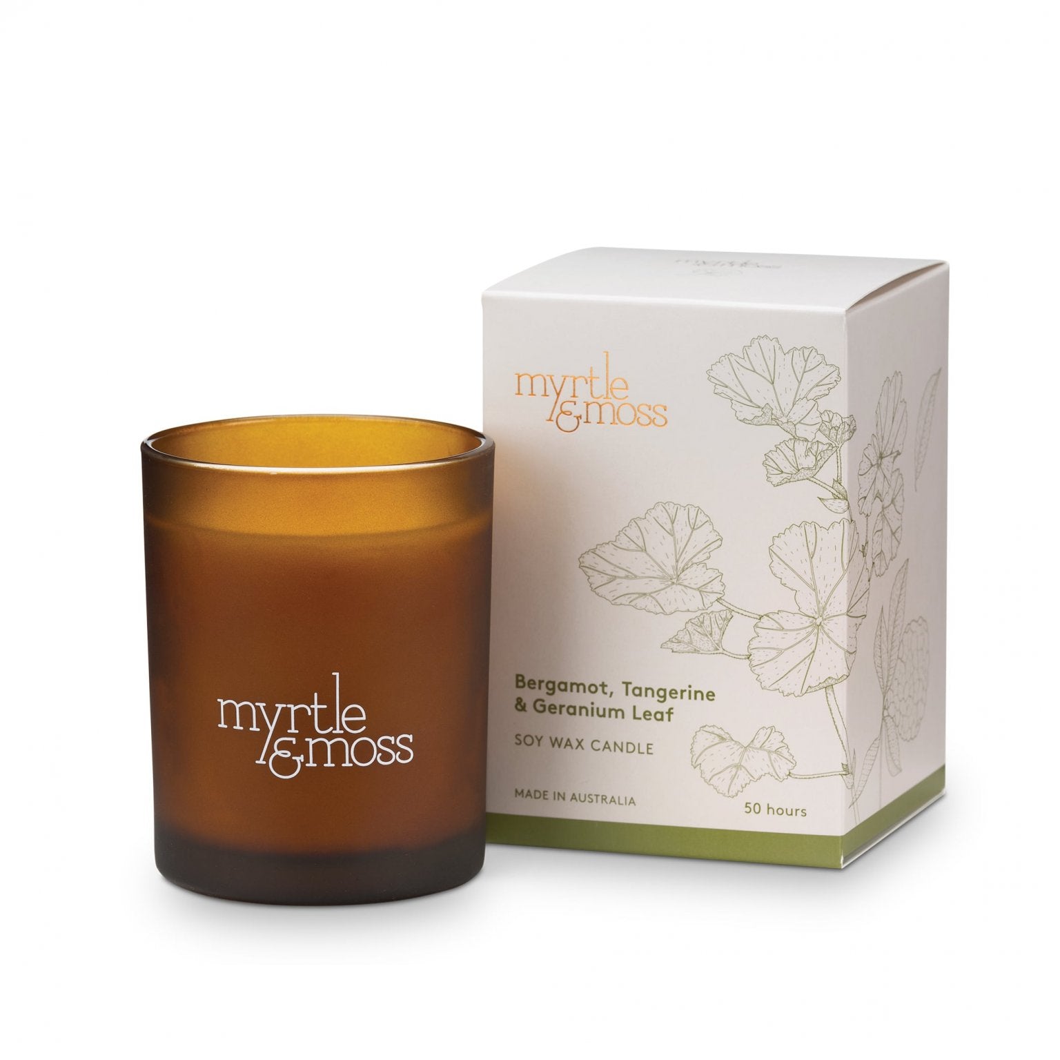 Myrtle & Moss Soy Wax Candle Bergamot, Tangerine & Geranium Leaf (50 Hours)