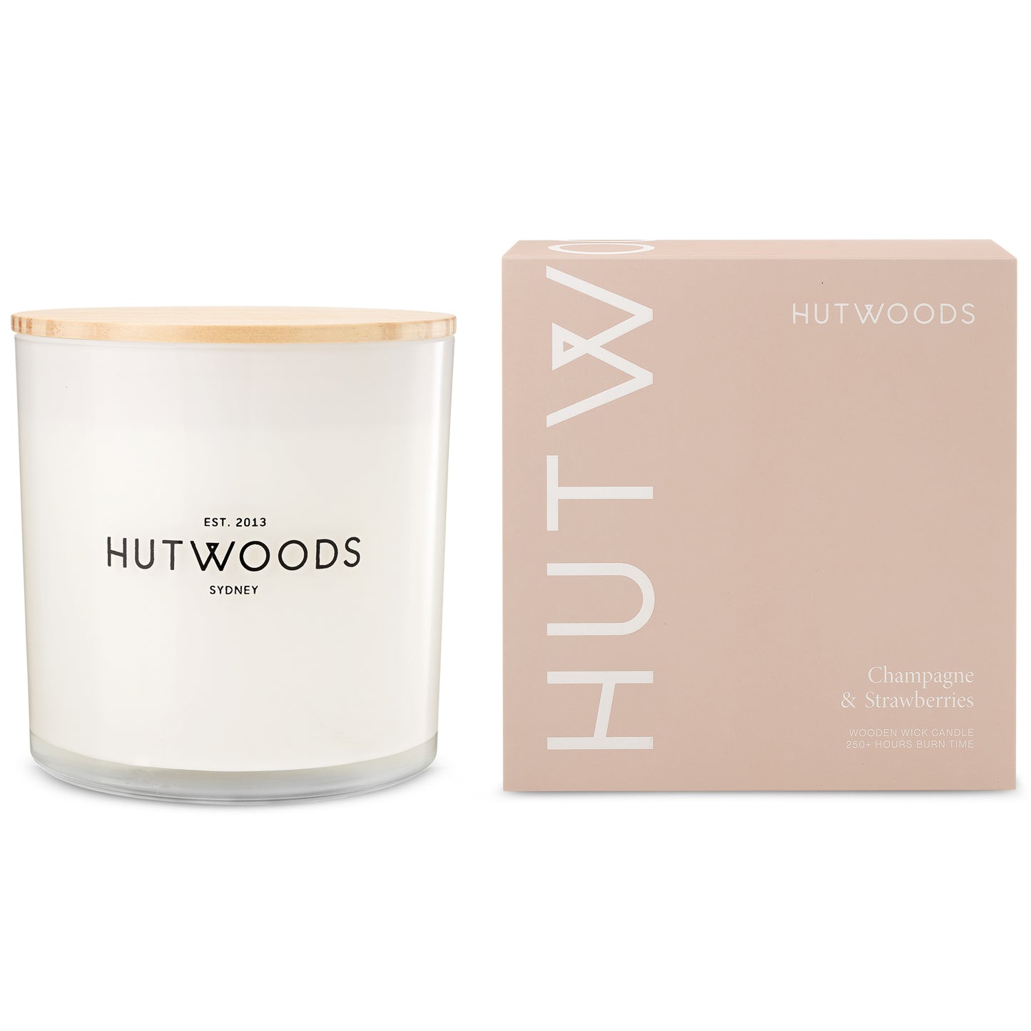 Hutwoods Champagne & Strawberries Candle Extra Large 250+ Hours Burn Time - The Perfume Company