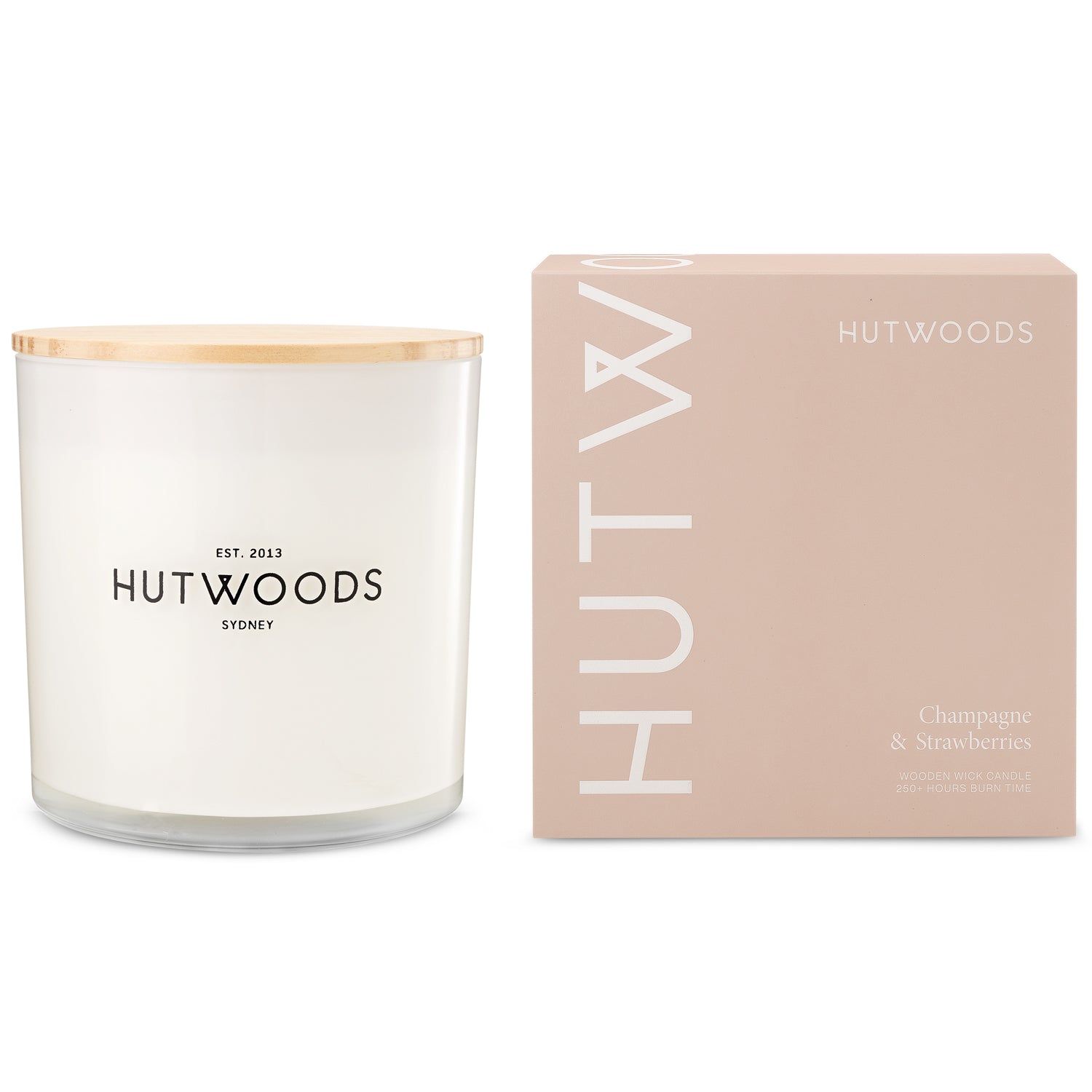 Hutwoods Champagne & Strawberries Candle Extra Large 250+ Hours Burn Time - The Perfume Company