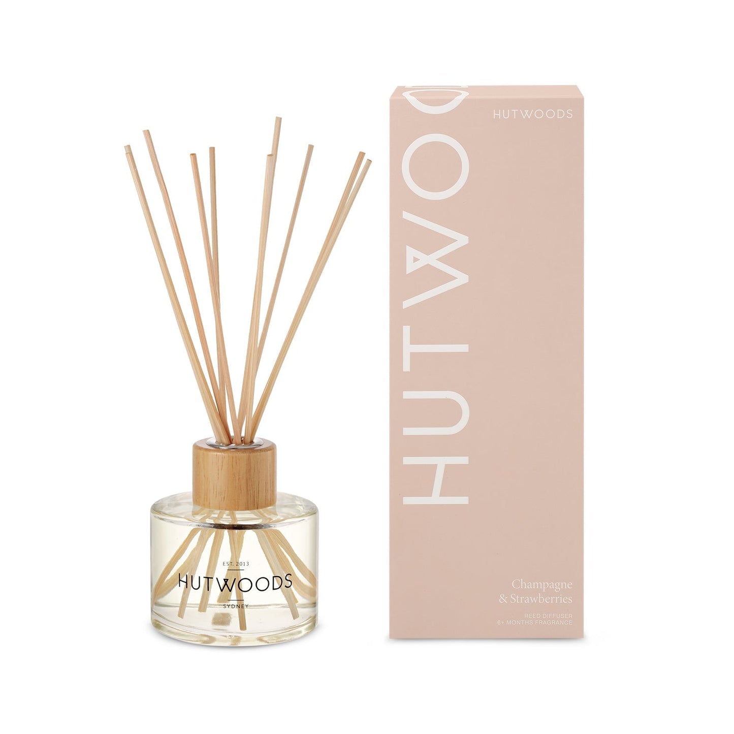Hutwoods Champagne & Strawberries Large Candle 500g & Reed Diffuser 200mL Bundle image 2