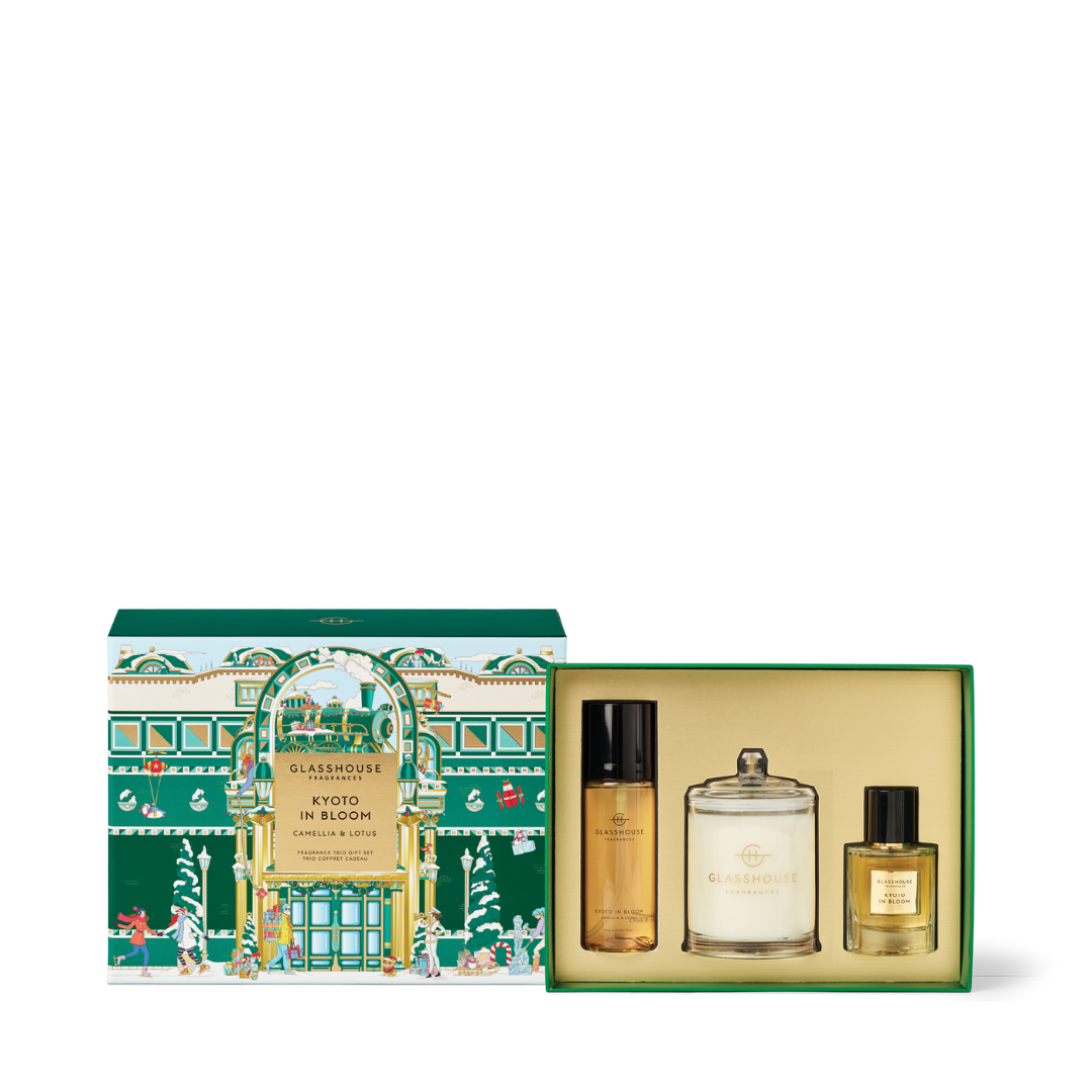 Glasshouse Fragrances Kyoto in Bloom Camellia & Lotus Trio Gift Set