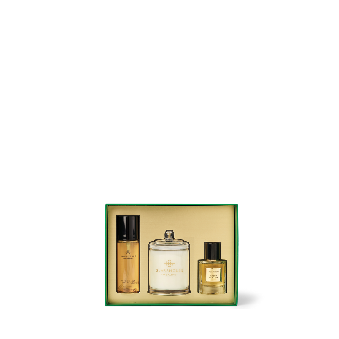 Glasshouse Fragrances Kyoto in Bloom Camellia & Lotus Trio Gift Set