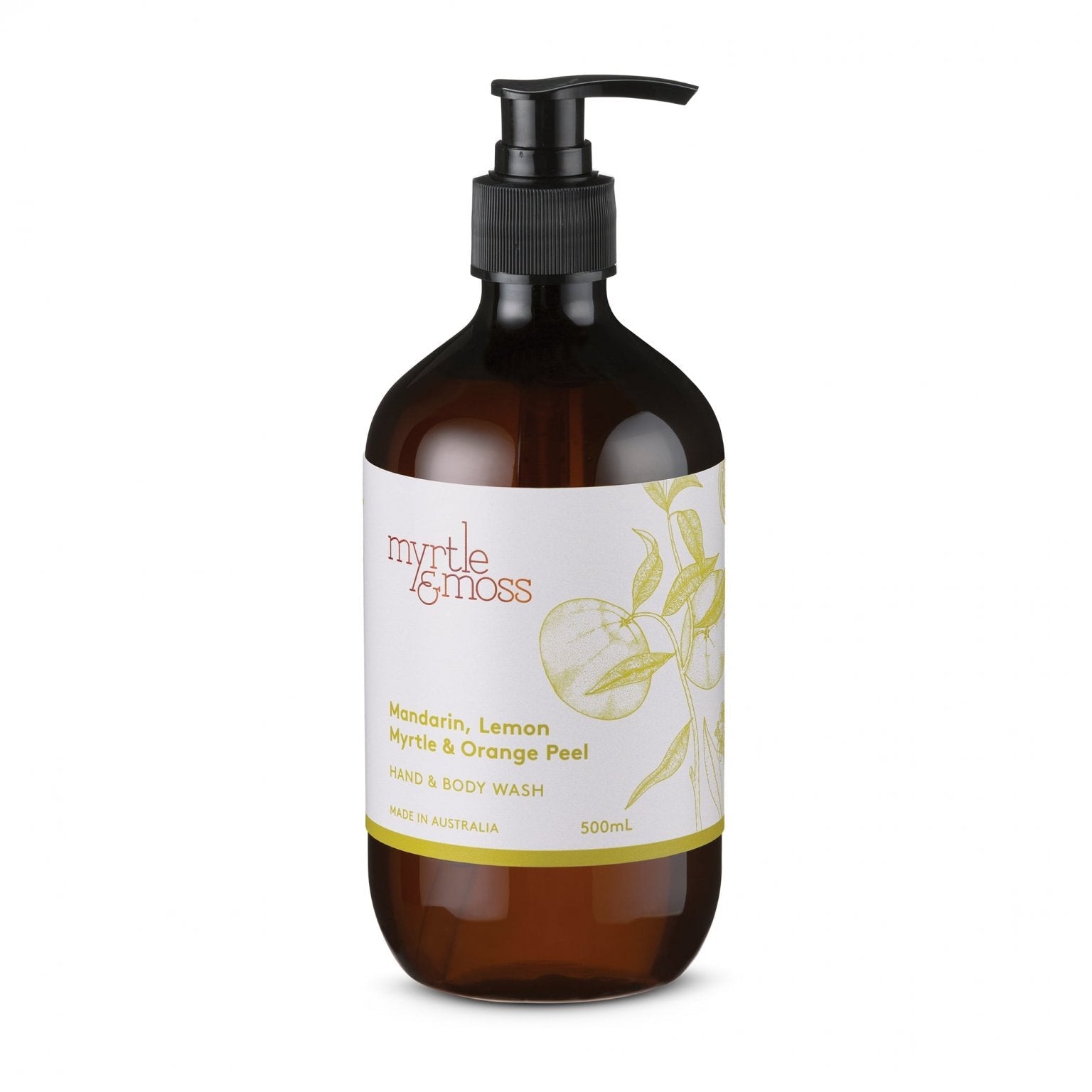 Myrtle & Moss Hand & Body Wash Mandarin, Lemon Myrtle & Orange Peel 500mL
