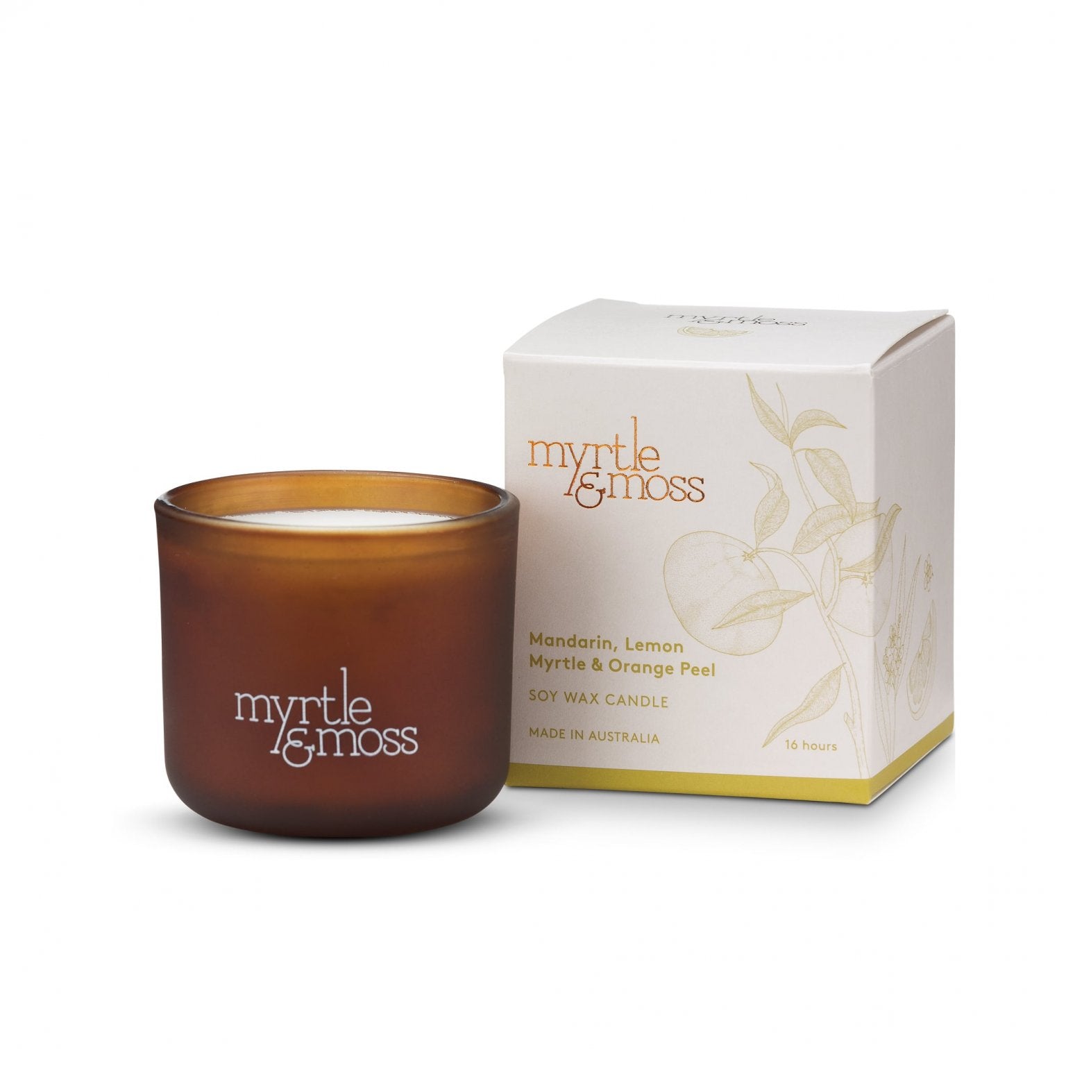 Myrtle & Moss Soy Wax Candle Mandarin, Lemon Myrtle & Orange Peel (16 Hours)