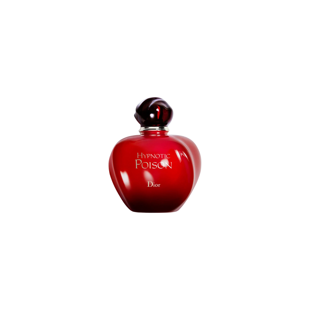 Red Dior Hypnotic Poison perfume bottle on a white background