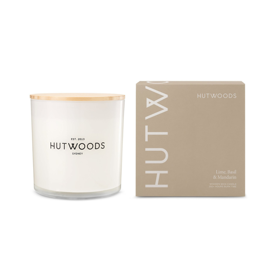 Hutwoods Lime, Basil & Mandarin Candle Extra Large 250+ Hours Burn Time - The Perfume Company