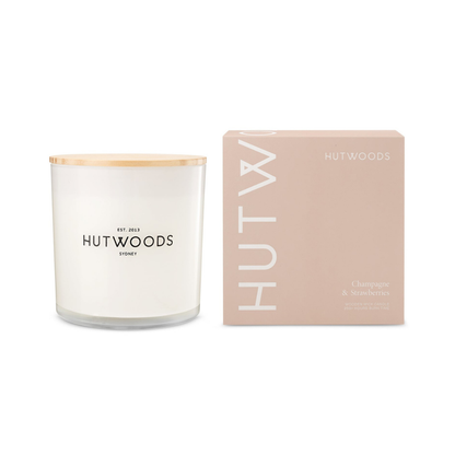 Hutwoods Champagne & Strawberries Candle Extra Large 250+ Hours Burn Time - The Perfume Company