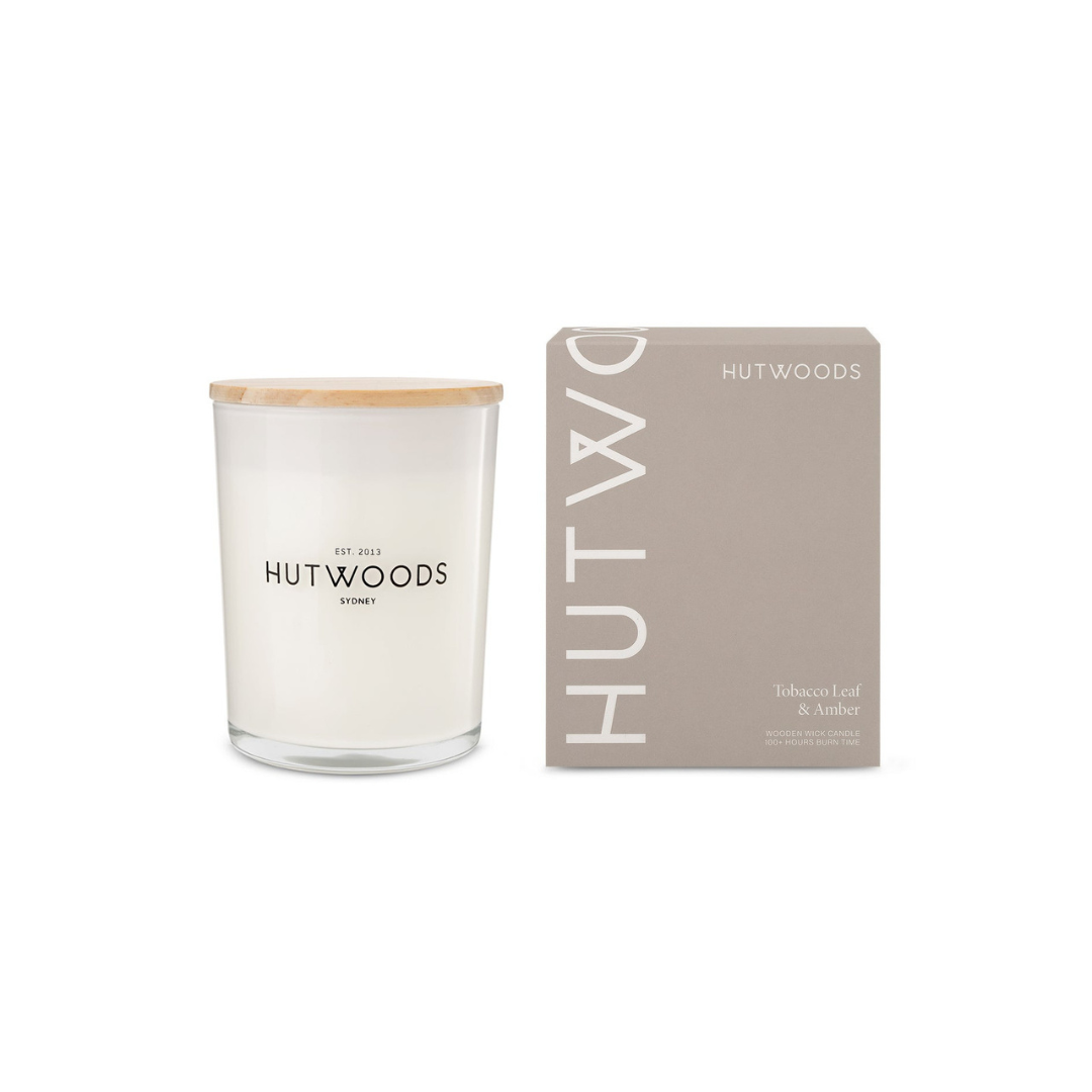 Hutwoods Tobacco Leaf & Amber Candle Large 100+ Hours Burn Time - The Perfume Company