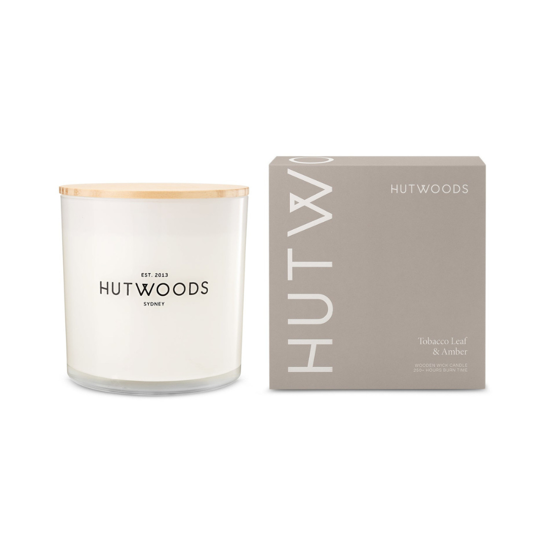 Hutwoods Leather & Oud Candle Extra Large 250+ Hours Burn Time - The Perfume Company