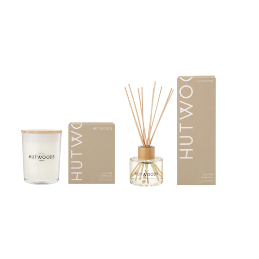 Hutwoods Lime, Basil & Mandarin Large Candle 500g & Reed Diffuser 200mL Bundle