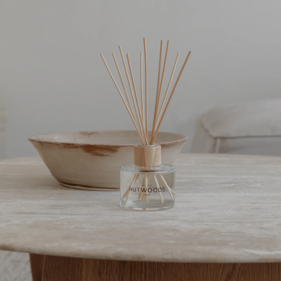 Hutwoods Wild Jasmine & Sandalwood Large Candle 500g & Reed Diffuser 200mL Bundle - The Perfume Company