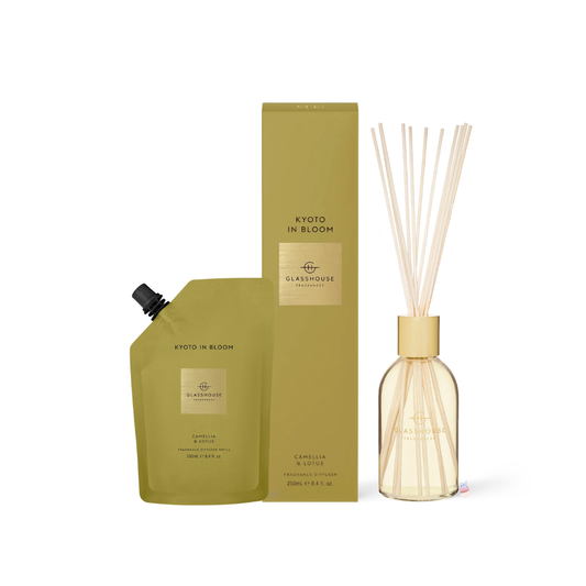 Glasshouse Fragrances Kyoto in Bloom Camellia & Lotus Diffuser Bundle