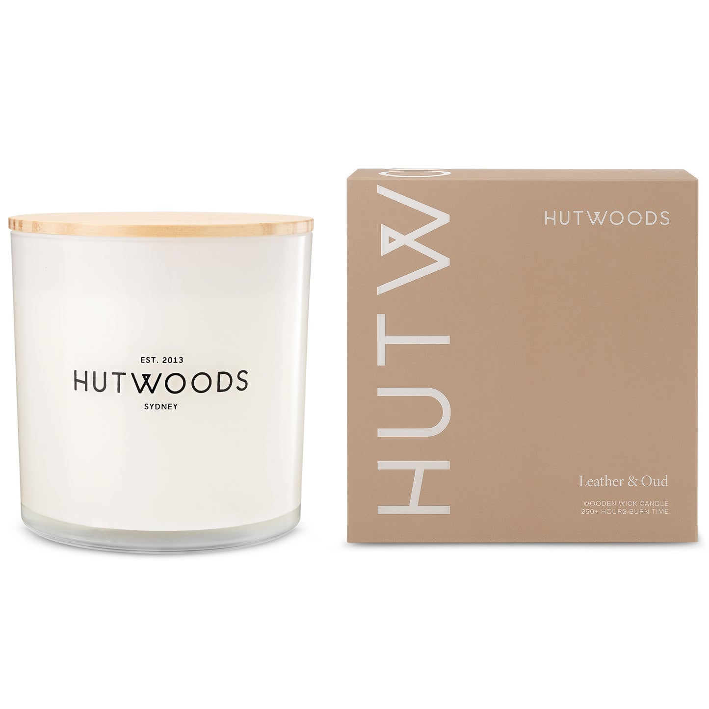Hutwoods Leather & Oud Candle Extra Large 250+ Hours Burn Time - The Perfume Company