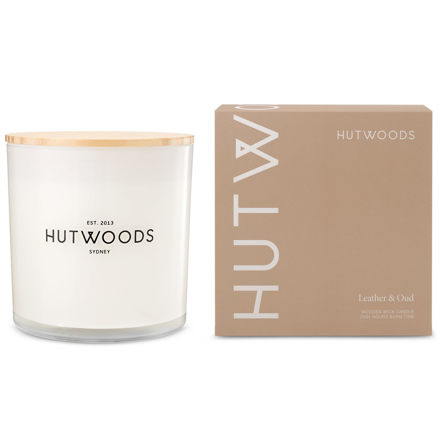 Hutwoods Leather & Oud Candle Extra Large 250+ Hours Burn Time - The Perfume Company