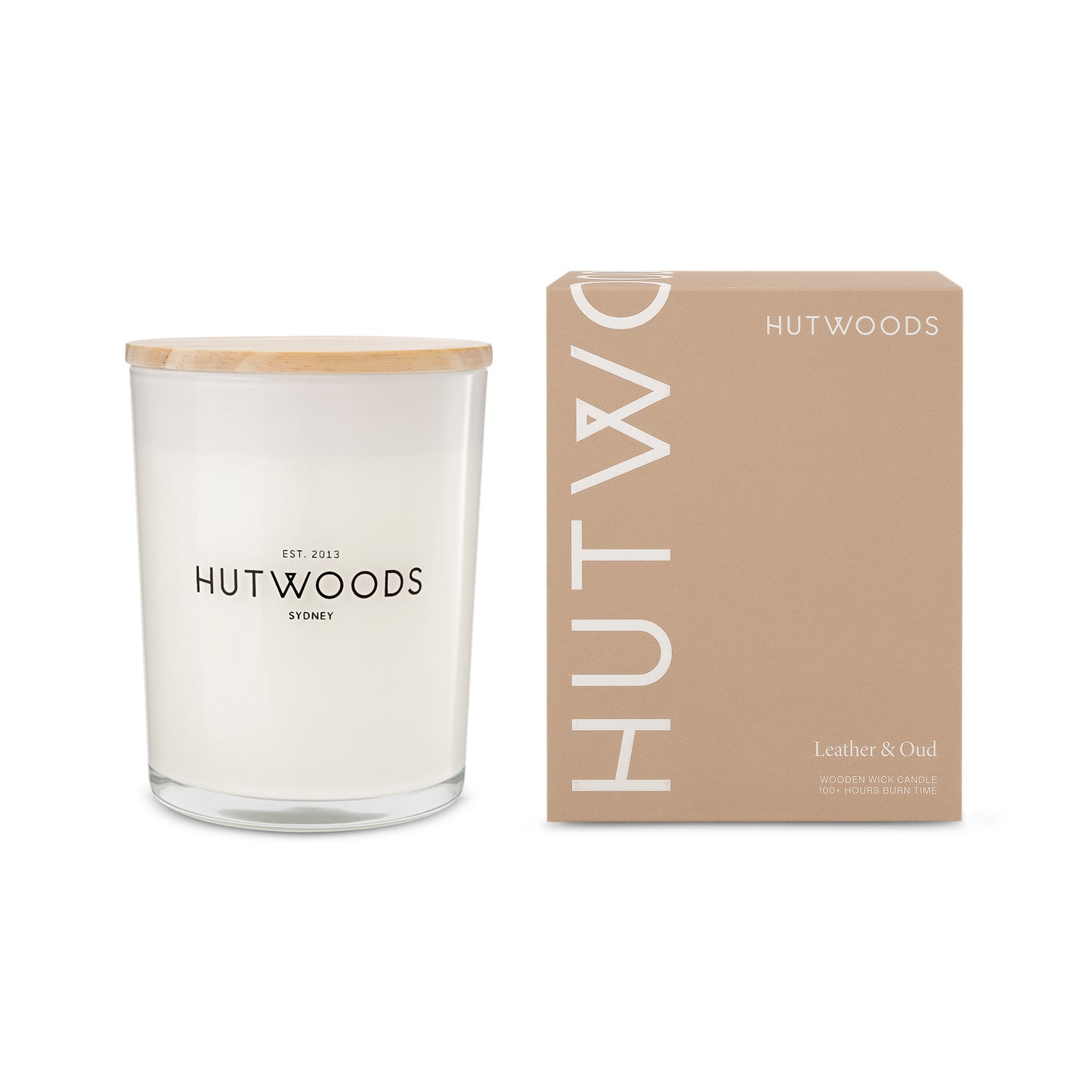 Hutwoods Leather & Oud Candle Large 100+ Hours Burn Time - The Perfume Company