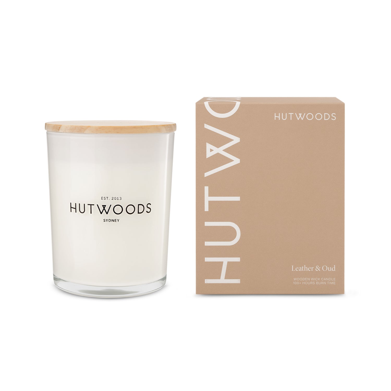 Hutwoods Leather & Oud Candle Large 100+ Hours Burn Time - The Perfume Company