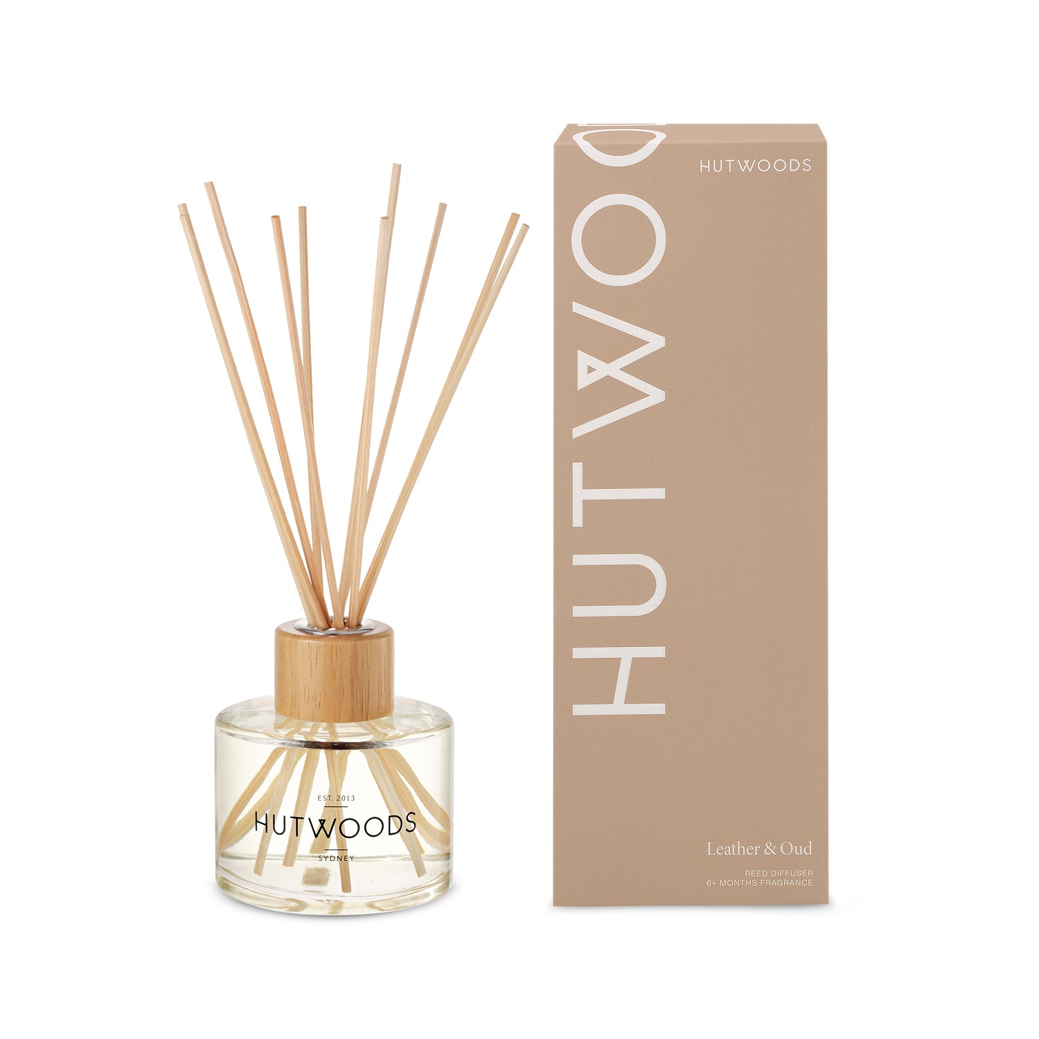 Hutwoods Leather & Oud Reed Diffuser 200mL - The Perfume Company