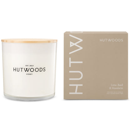 Hutwoods Lime, Basil & Mandarin Candle Extra Large 250+ Hours Burn Time - The Perfume Company