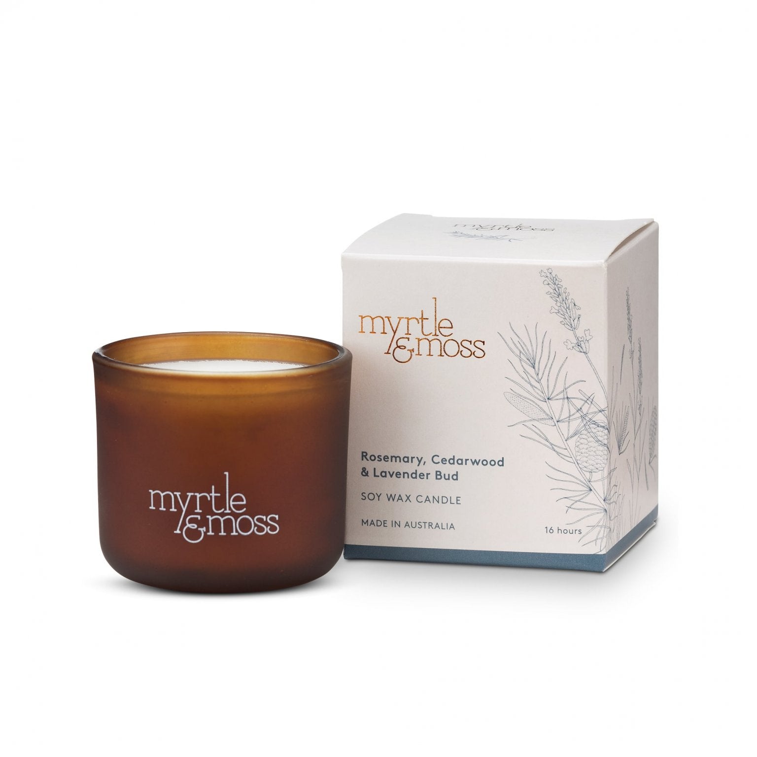 Myrtle & Moss Soy Wax Candle Rosemary, Cedarwood & Lavender Bud (16 Hours)
