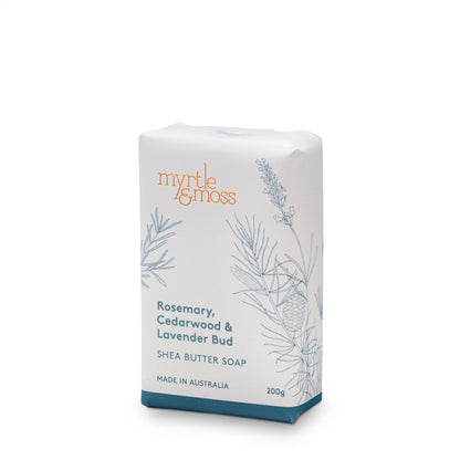 Myrtle & Moss Shea Butter Soap Rosemary, Cedarwood & Lavender Bud 200g