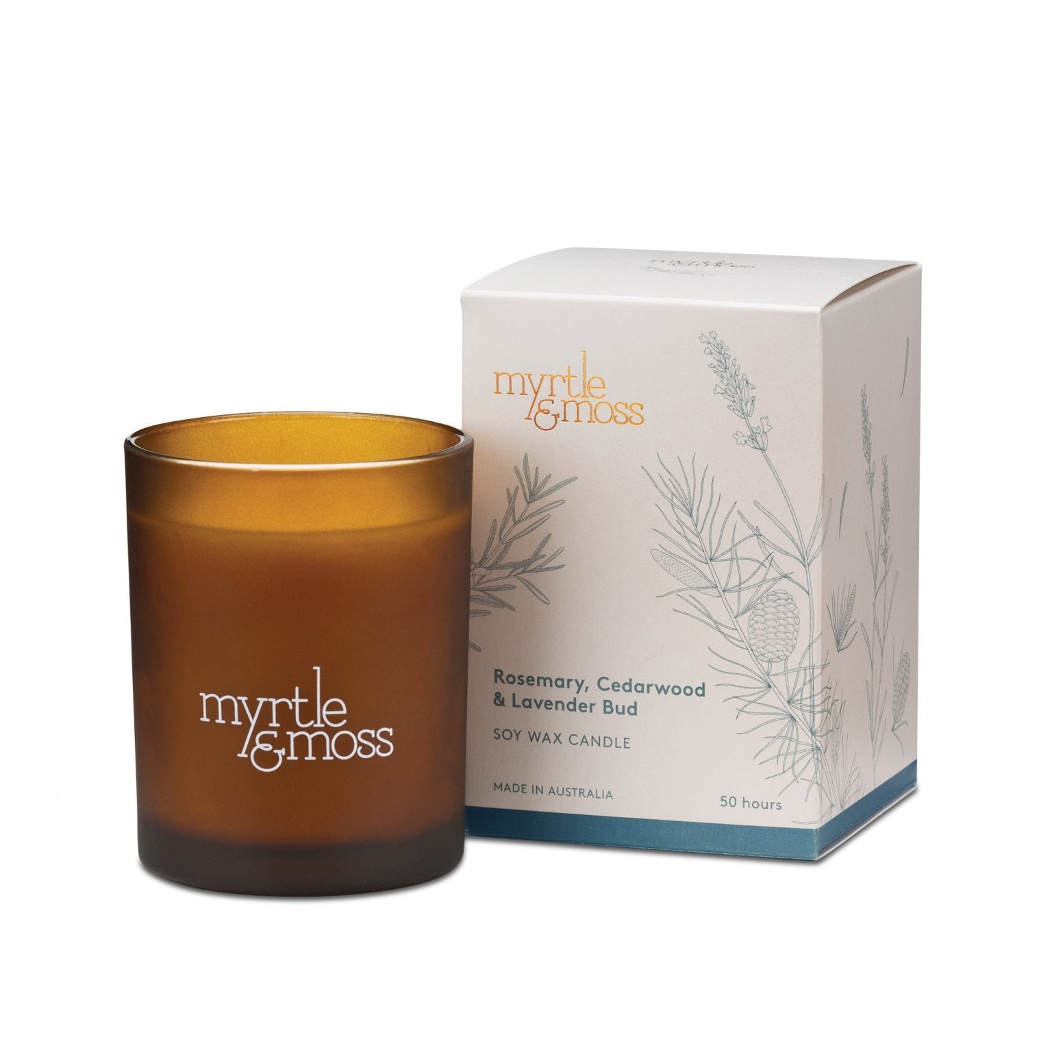 Myrtle & Moss Soy Wax Candle Rosemary, Cedarwood & Lavender Bud (50 Hours)