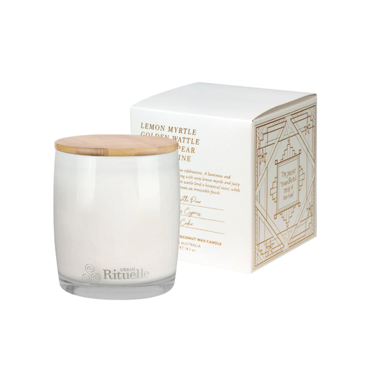 Urban Rituelle Lemon Myrtle, Golden Wattle, Poached Pear & Cypress Pine Soy Candle 400g