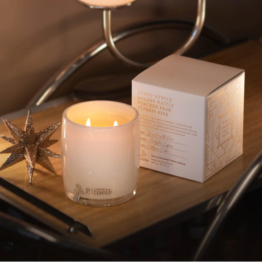 Urban Rituelle Lemon Myrtle, Golden Wattle, Poached Pear & Cypress Pine Soy Candle 400g