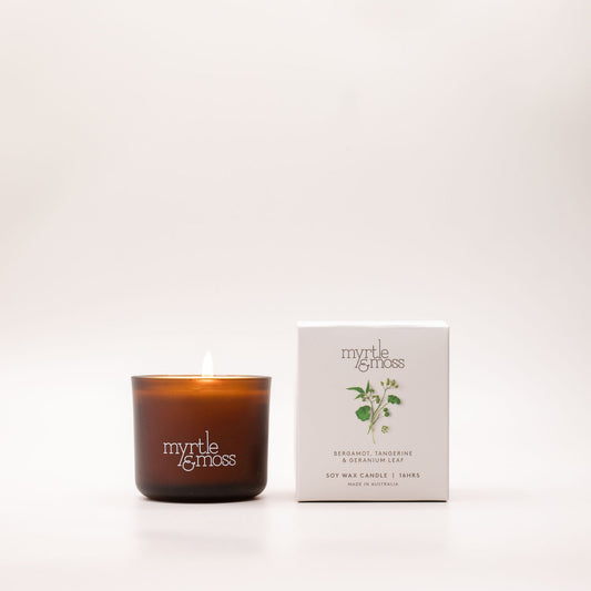 Myrtle & Moss Signature Candle Bergamot Rind, Tangerine & Geranium Leaf 16-Hour