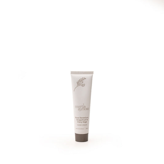 Myrtle & Moss Signature Hand Cream Rose Geranium, Grapefruit & Clary Sage 30mL - The Perfume Company