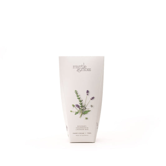 Myrtle & Moss Signature Hand Cream Rosemary, Cedarwood & Lavender Bud 75mL - The Perfume Company