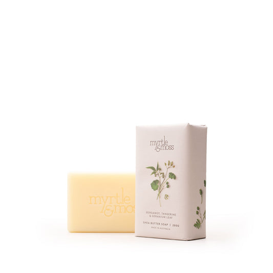 Myrtle & Moss Signature Shea Butter Soap Bergamot Rind, Tangerine & Geranium Leaf 200g - The Perfume Company