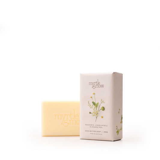 Myrtle & Moss Signature Shea Butter Soap Mandarin, Lemon Myrtle & Orange Peel 200g - The Perfume Company