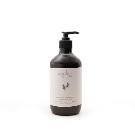 Myrtle & Moss Signature Hand & Body Wash Rosemary, Cedarwood & Lavender Bud 500mL - The Perfume Company