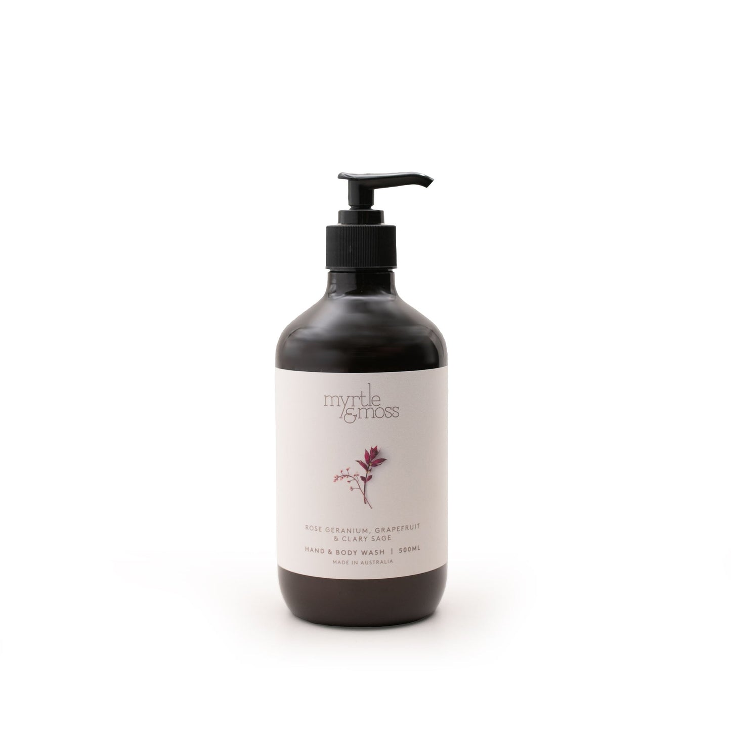 Myrtle & Moss Signature Hand & Body Wash Rose Geranium, Grapefruit & Clary Sage 500mL