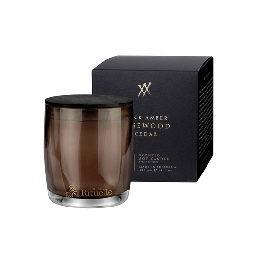 Urban Rituelle Black Amber, Rosewood & Cedar Candle 400g - The Perfume Company