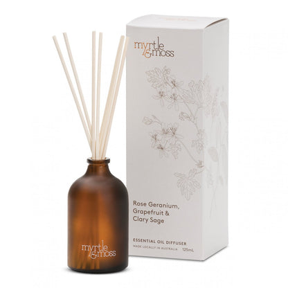 Myrtle & Moss Signature Essential Oil Diffuser Rose Geranium, Grapefruit & Clary Sage 125mL