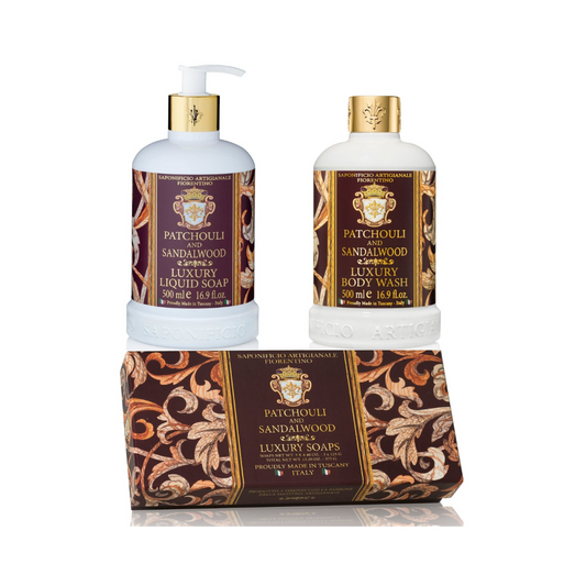 Saponificio Artigianale Fiorentino Patchouli & Sandalwood Scent Bundle Set Timeless Aromatic Elegance