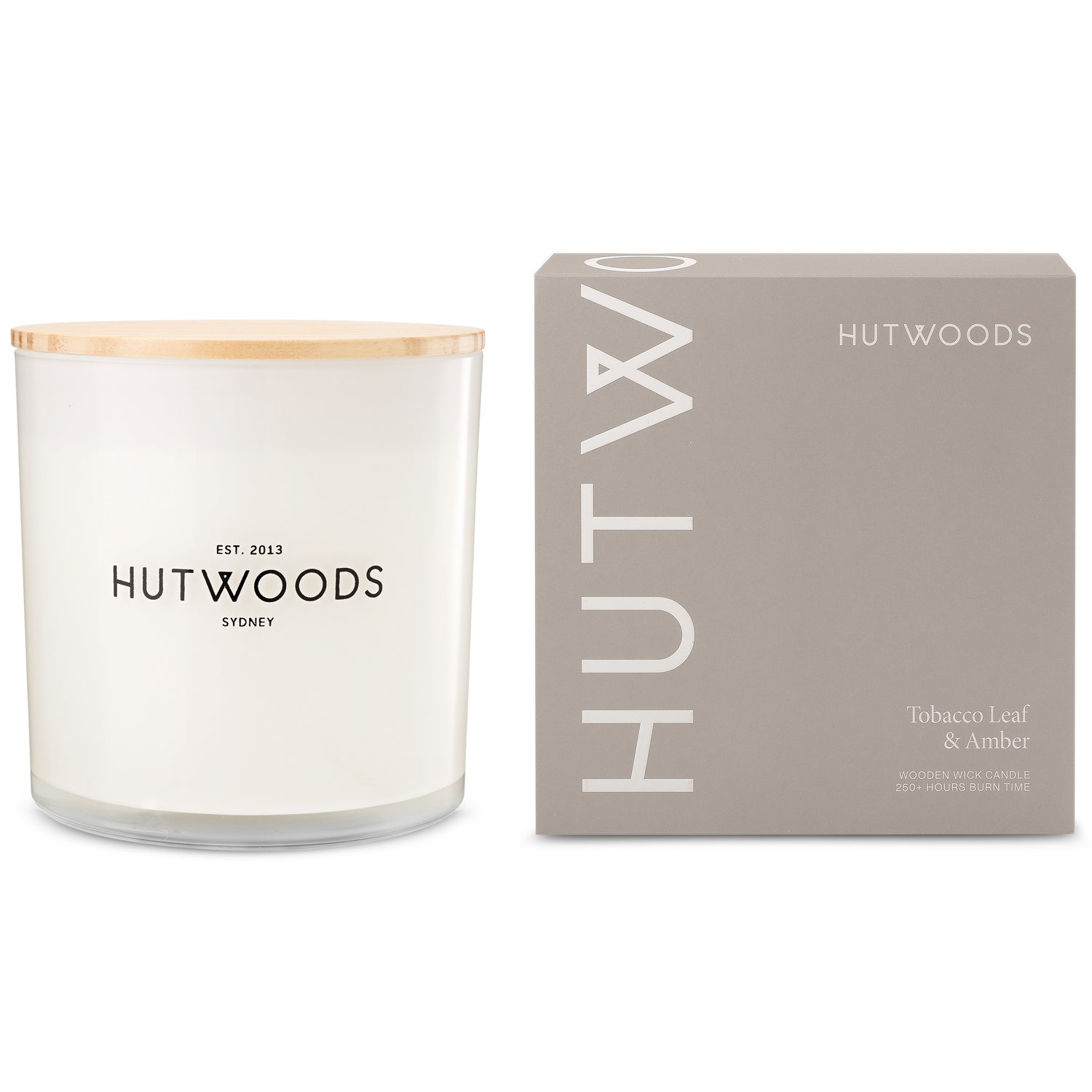 Hutwoods Tobacco Leaf & Amber Candle Extra Large 250+ Hours Burn Time - The Perfume Company